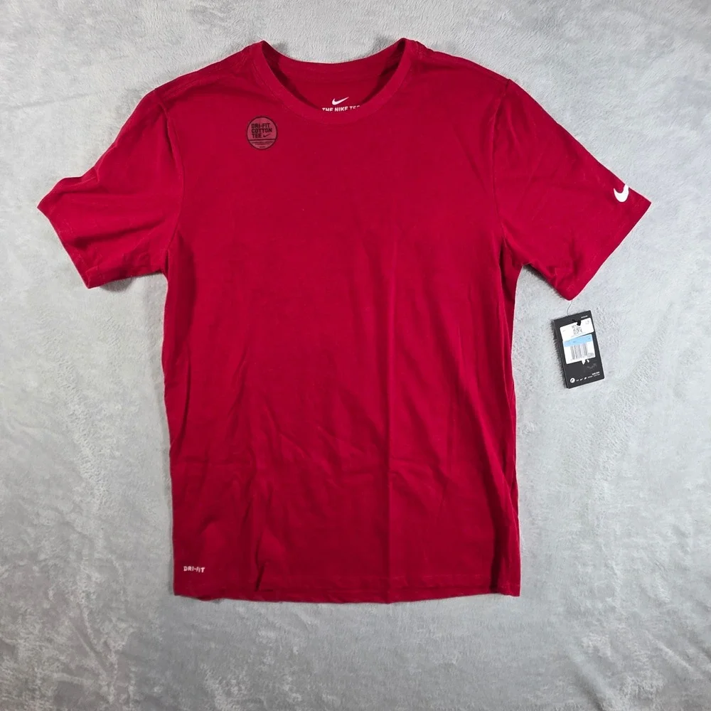 Nike Men M Dri-FIT Cotton Blend Red‎ Short Sleeve Training T-Shirt BQ5231-687